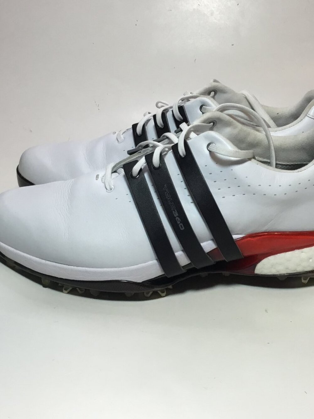 Adidas TOUR360 24 IH8539 FTWR White/Core Black/Lucid Red Golf Shoes Size 12.5